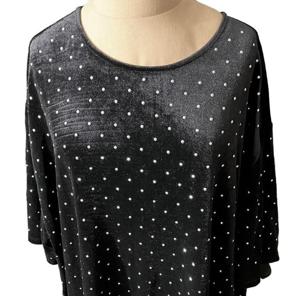 H&M Black Velour Dress with Silver Grommet Accents / SZ: XXL - Picture 2 of 8